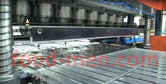 Picture 1 of easy peel-off lids making machines line: Double-row multi-die CNC turret punch